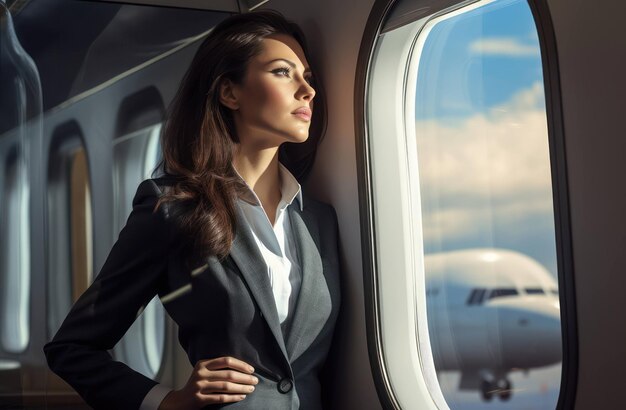 Foto avião mulher viajante jato mulheres jovens avião voo de negócios pessoa mulheres avião interior transporte de passageiros