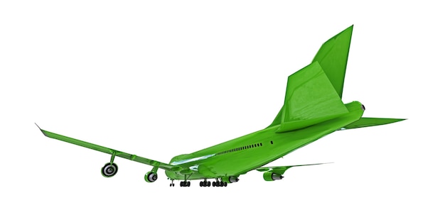 Foto avião verde sobre fundo branco grande avião de passageiros para longos voos transatlânticos