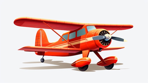 avião vintage com proa vermelha no lado isolado em fundo cinzento