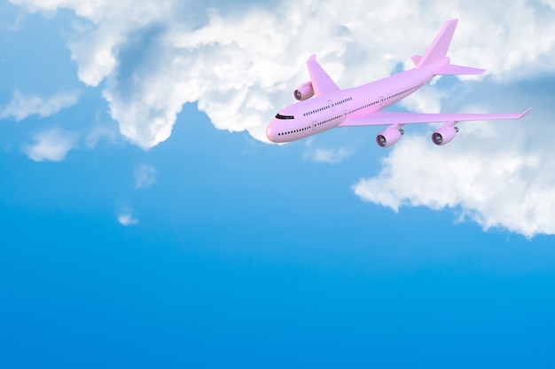 Avião voando cor-de-rosa mock-up