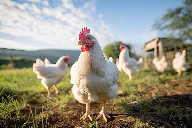 Avicultura Fazenda de galinhas ao ar livre em estoque vivo