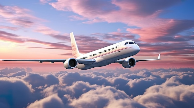Aviões comerciais voam acima das nuvens geradas pela IA