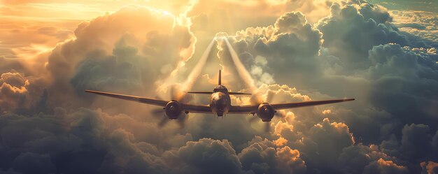 Aviões de combate voam através das nuvens Bombardeiro deixa um rastro em uma escaramuça de alta altitude Conceito Aviação militar Avião de combate aéreo Bombardeiro escaramuza de alta altitudem Voando em nuvens