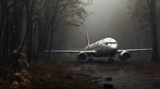 Foto un avión blanco misteriosamente realista en estilo gótico nebuloso