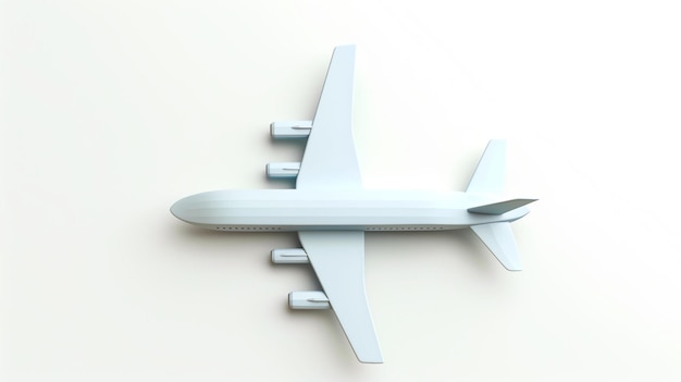 Un avión blanco simple y elegante vuela por el cielo El avión es un diseño elegante y moderno con una nariz larga y puntiaguda y alas hacia atrás