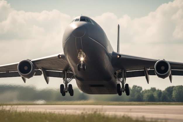 Avión de carga despegando de la pista IA generativa