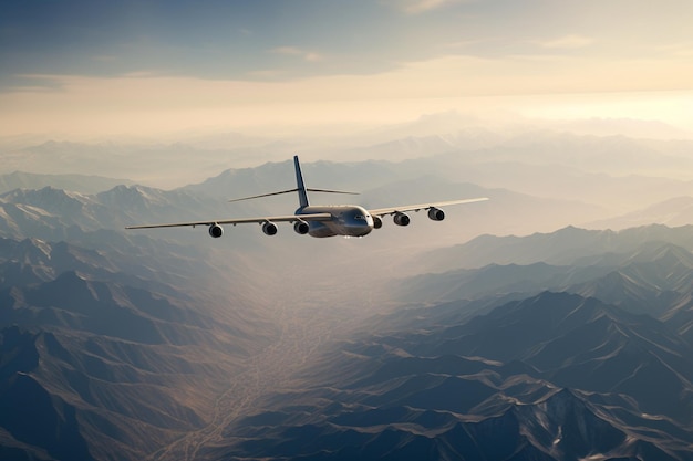 Un avión de carga proyecta una sombra sobre una cadena montañosa 00025 00