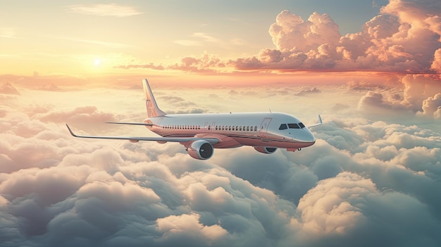 Avión en el cielo Arriba en las nubes Aventuras de viajes aéreos