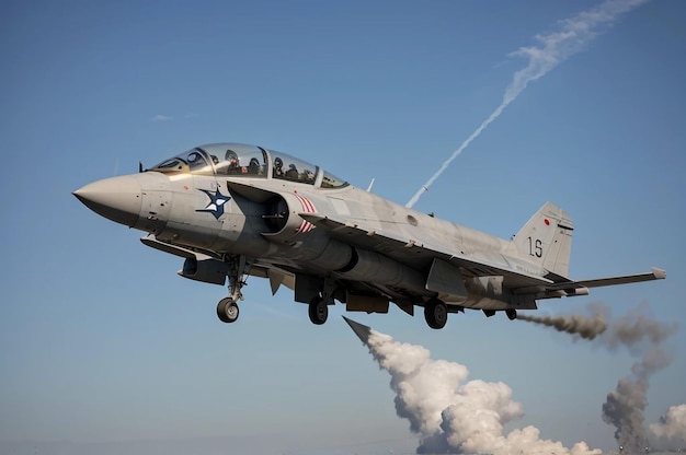 Un avión de combate está bombardeando