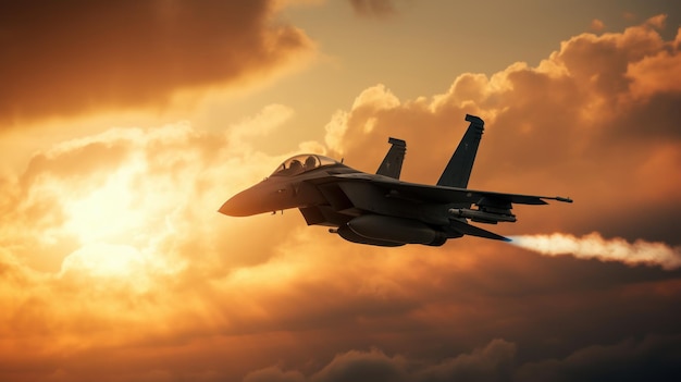 Avión de combate volando por el cielo