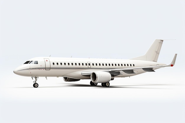 Avión comercial moderno en un fondo gris con sombra vista lateral