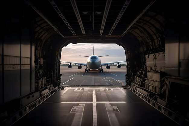 Avión comercial de pasajeros a la espera de carga en la terminal del aeropuerto