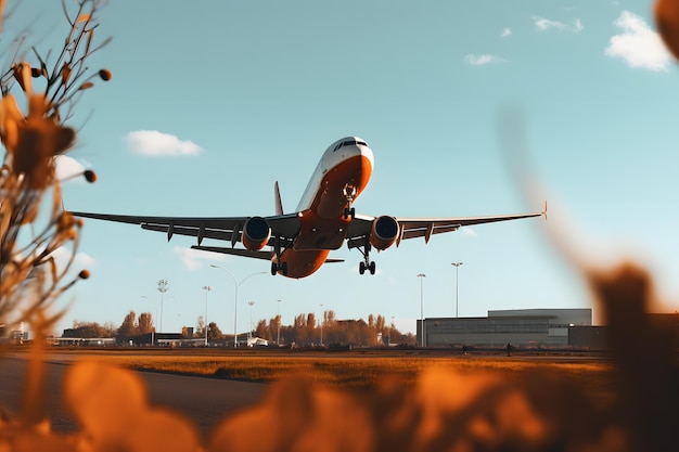 Un avión despegando de un aeropuerto.