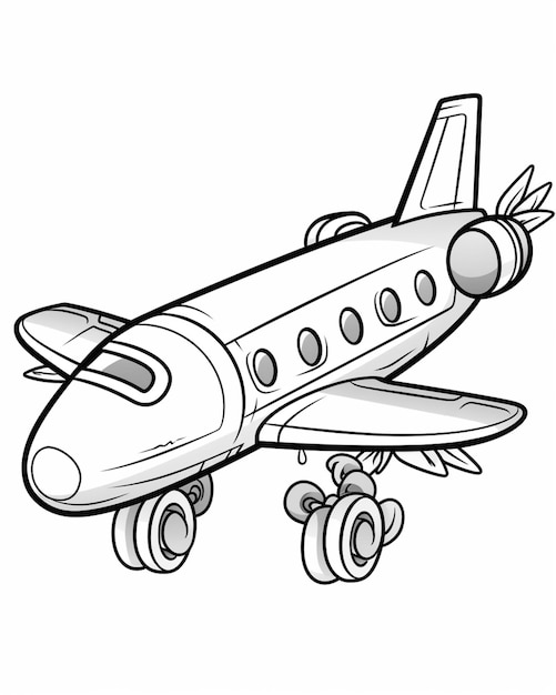 Foto un avión de dibujos animados con ruedas y una hélice en un fondo blanco generativo ai