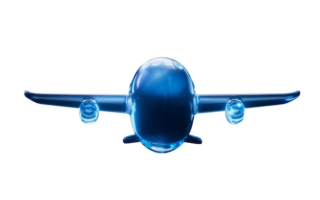 Un avión con efecto de luz de neón oscuro renderización 3D