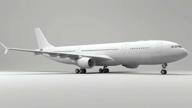 Un avión elegante y sofisticado está estacionado en la pista listo para despegar hacia el cielo