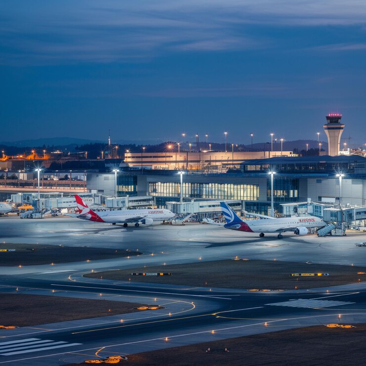 un avión está estacionado en la terminal de un aeropuerto