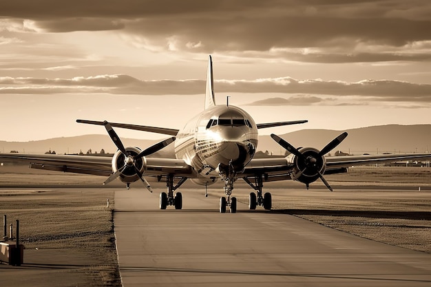 Un avión está en una pista y está a punto de despegar.