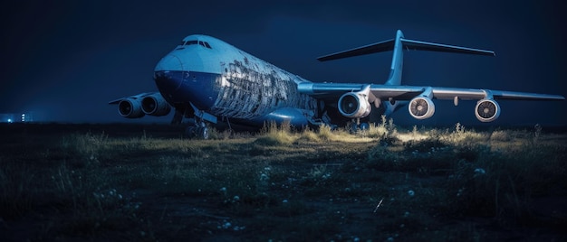 Avión de guerra militar post apocalipsis paisaje panorámico adondoned poster foto lluvia verdor noche