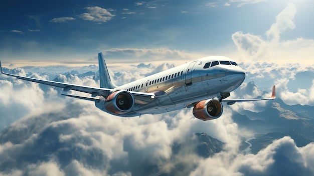 Un avión maniobrando entre majestuosas nubes