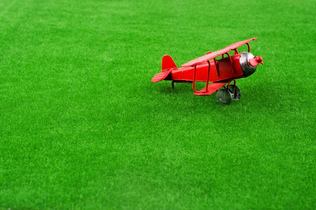 Avión modelo en hierba