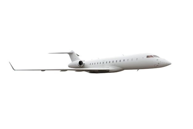 Foto avión de negocios privado avanzado moderno aislado sobre fondo blanco.