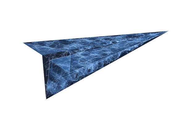 Avión de papel con renderizado 3d de líneas azules