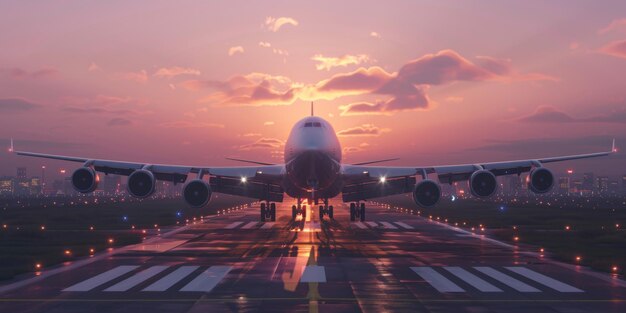 Foto avión de pasajeros despega del aeródromo ia generativa