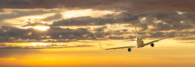 El avión de pasajeros está volando