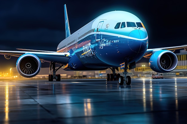 Avión de pasajeros en la pista Generado por IA