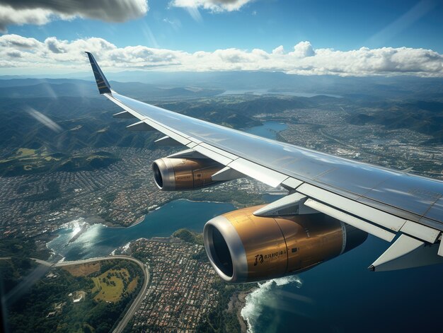 avión de pasajeros vuelo ala de avión IA generativa