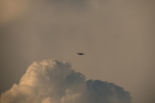 Avión pequeño y nube más grande