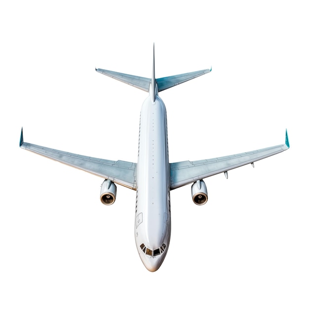 Foto avión volador aislado en un fondo blanco o transparente primer plano de una vista superior de un avión blanco