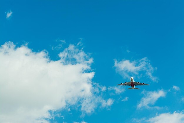 Avión volando en un cielo azul