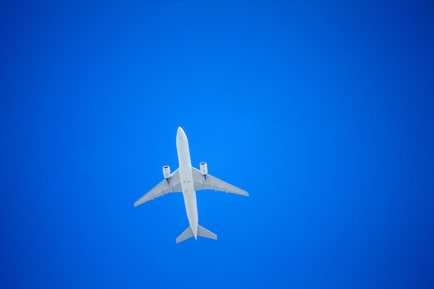 Avión volando con cielo azul