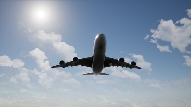 Foto un avión volando en el cielo