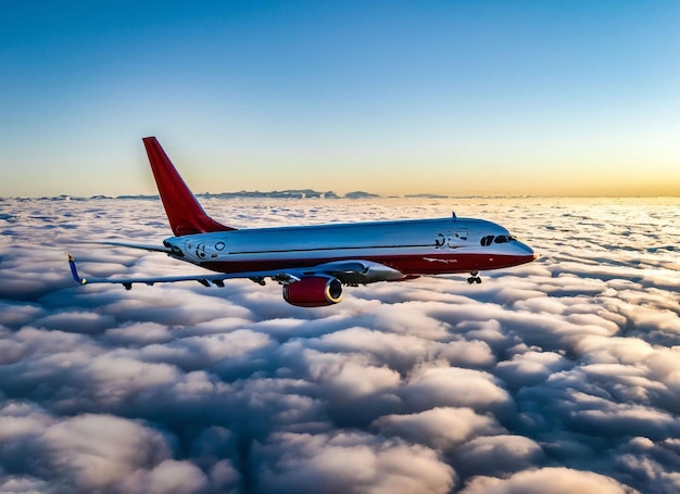 Un avión volando por encima de las nubes con el número 5 en él