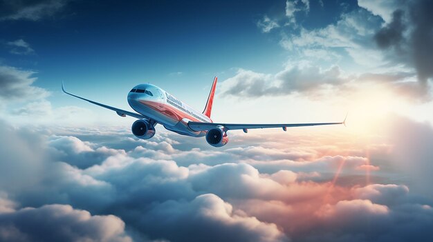 Avión volando en las nubes