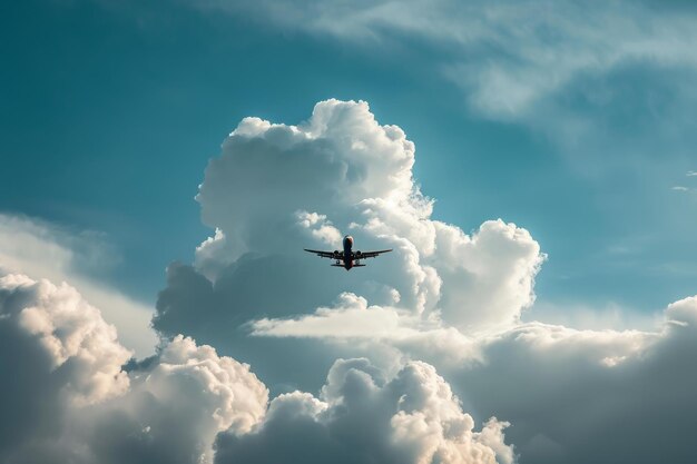 El avión vuela alto las nubes generan Ai