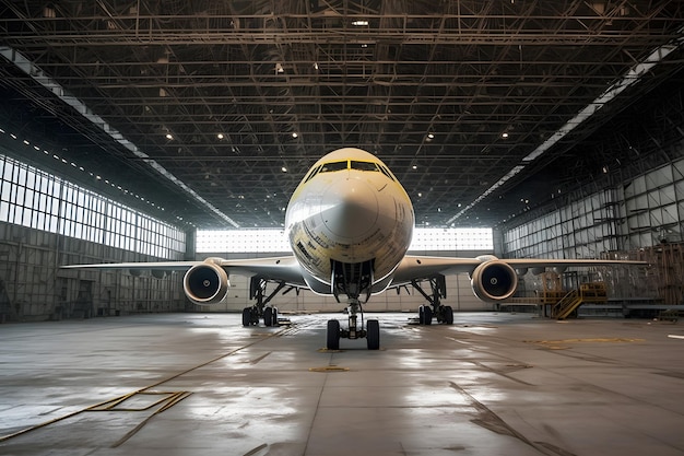 Aviones en mantenimiento en el hangar del aeropuerto