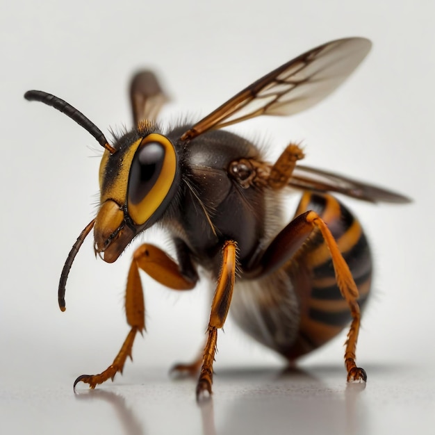 Foto la avispa europea vespa crabro aislada en el blanco