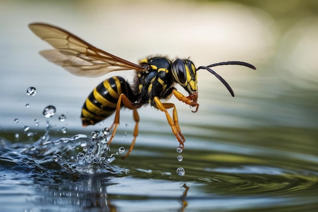 Las avispas beben agua