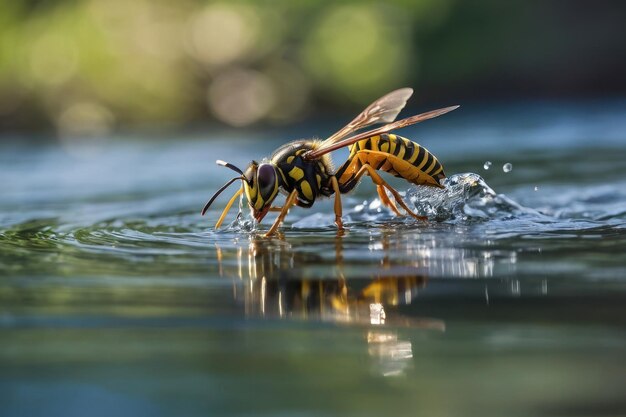 Las avispas beben agua