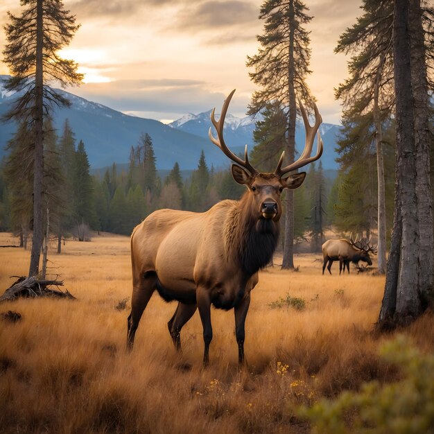 Avistamiento de alces salvajes en la naturaleza