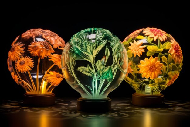 Foto avivezca su espacio con tres lámparas de proyección florales de colores variados y vibrantes transformar su entorno
