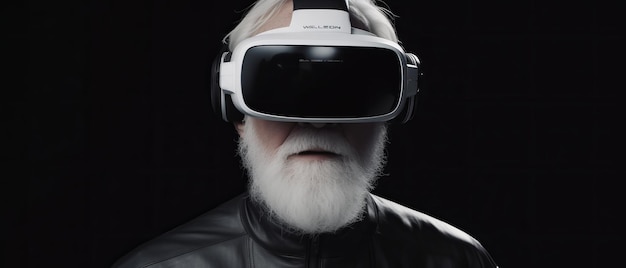 Avô em óculos de realidade virtual Generative AI