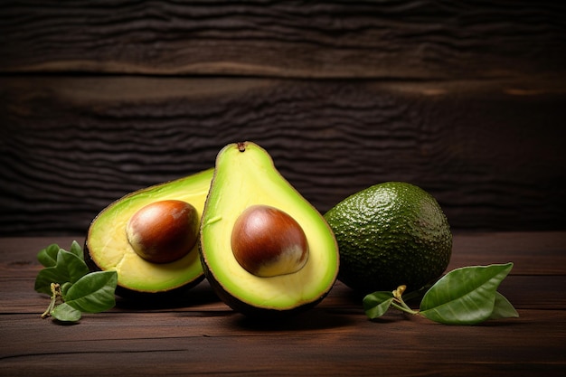 Avocado auf braunem Holzhintergrund