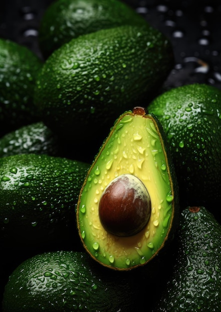 Avocado fresco y maduro concepto de alimentos exóticos y saludables de frutas biológicas Generativo Ai