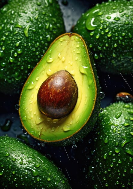 Avocado fresco y maduro concepto de alimentos exóticos y saludables de frutas biológicas Generativo Ai