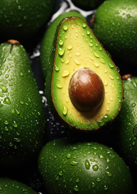 Avocado fresco y maduro concepto de alimentos exóticos y saludables de frutas biológicas Generativo Ai